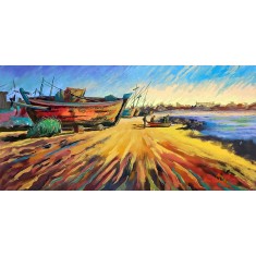 Abdul Wahab, 14 x 28 Inch, Acrylic On Canvas, Seascape Painting, AC-AWB-036 Abdul Wahab, 14 x 28 Inch, Acrylic On Canvas, Seascape Painting, AC-AWB-036